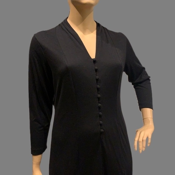 Daphne Grey Witchy Midi Dress Size A8 (14/16?) Black Button Front Goth Halloween - Picture 6 of 12
